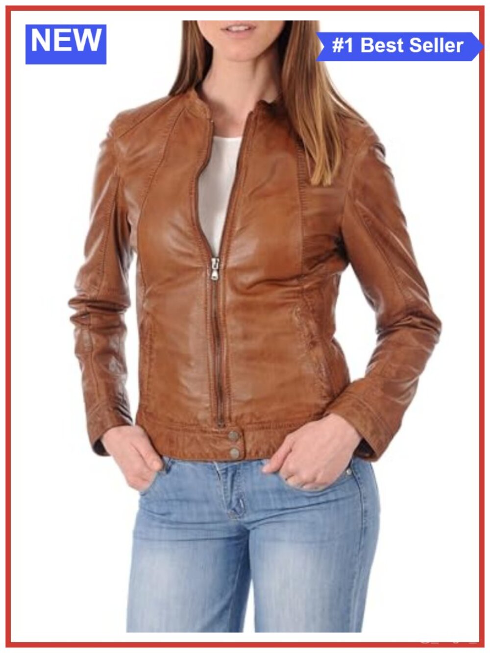 100% Lambskin Leather Biker Bomber Jacket Women's Loose Fit Winter Outerwear